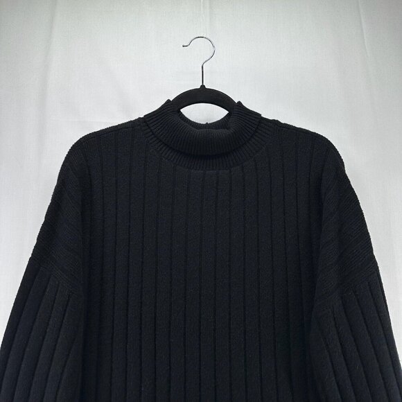 Nordstrom Sweater Womens Size L Ribbed Jumper Mock Neck Pullover Black - Picture 3 of 11